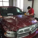 Dodge RAM 1500 covered in clear bra protective film Xpel installations in St. Louis